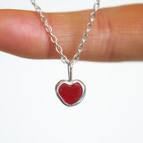 Red Sea Glass Heart Necklace