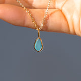 Blue Sea Glass Necklace - Gold Vermeil