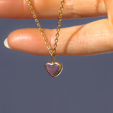 Pink/Purple Sea Glass Heart Necklace, Gold Vermeil