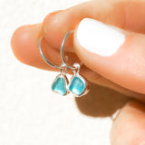 Blue Sea Glass Hoops