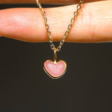 Pink Sea Glass Heart Necklace, Gold Vermeil