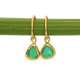 Green Sea Glass Hoops - Gold Vermeil