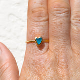 Blue Sea Glass Heart, Gold Vermeil - Size T