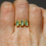 Green Sea Glass, Gold Vermeil - Size Q
