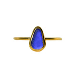 Blue Sea Glass, Gold Vermeil - Size T