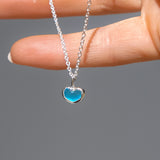 Blue Sea Glass Heart Necklace