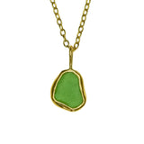 Green Sea Glass Necklace - Gold Vermeil