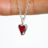 Red Sea Glass Heart Necklace