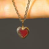 Red Sea Glass Heart Necklace, Gold Vermeil