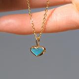 Blue Sea Glass Heart Necklace, Gold Vermeil