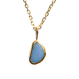 Blue Sea Glass Necklace - Gold Vermeil