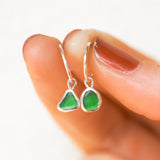 Green Sea Glass Hoops