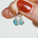 Blue Sea Glass Hoops