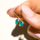 Blue Sea Glass Hoops - Gold Vermeil