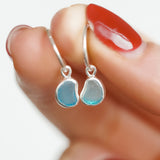 Blue Sea Glass Hoops