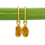Amber Sea Glass Hoops - Gold Vermeil