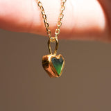Green Sea Glass Heart Necklace, Gold Vermeil