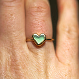 Green Sea Glass Heart, Gold Vermeil - Size M