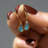 Blue Sea Glass Hoops - Gold Vermeil