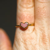 Pink Sea Glass Heart, Gold Vermeil - Size S