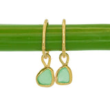 Green Sea Glass Hoops - Gold Vermeil