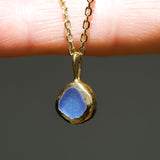 Purple/Blue Sea Glass Necklace - Gold Vermeil