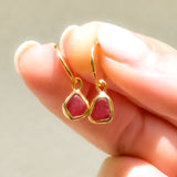 Red Sea Glass Hoops - Gold Vermeil