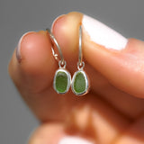 Green Sea Glass Hoops