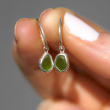 Green Sea Glass Hoops