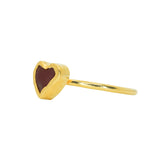 Red Sea Glass Heart, Gold Vermeil - Size O