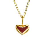Red Sea Glass Heart Necklace, Gold Vermeil