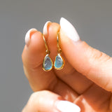 Blue Sea Glass Hoops - Gold Vermeil