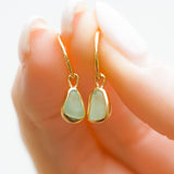 Green Sea Glass Hoops - Gold Vermeil