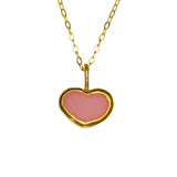 Pink Sea Glass Heart Necklace, Gold Vermeil