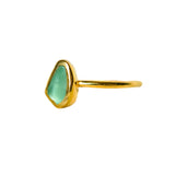 Green Sea Glass, Gold Vermeil - Size Q