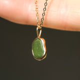 Green Sea Glass Necklace - Gold Vermeil