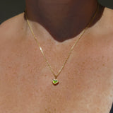 Green Sea Glass Heart Necklace, Gold Vermeil