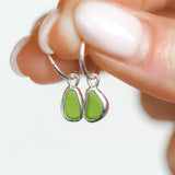 Green Sea Glass Hoops