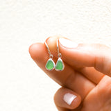 Green Sea Glass Hoops