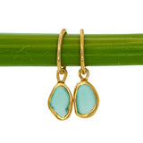Green Sea Glass Hoops - Gold Vermeil
