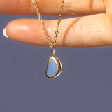 Blue Sea Glass Necklace - Gold Vermeil