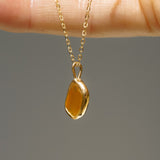 Yellow/Orange Sea Glass Necklace - Gold Vermeil