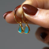 Blue Sea Glass Hoops - Gold Vermeil