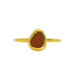 Amber Sea Glass, Gold Vermeil - Size Q