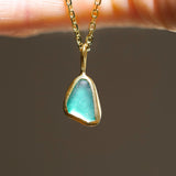 Green Sea Glass Necklace - Gold Vermeil