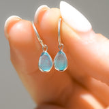 Blue Sea Glass Hoops