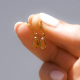 Orange/Yellow Sea Glass Hoops - Gold Vermeil