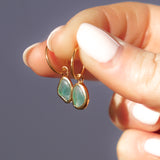 Green Sea Glass Hoops - Gold Vermeil