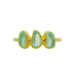 Green Sea Glass, Gold Vermeil - Size Q