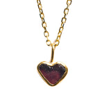 Pink/Purple Sea Glass Heart Necklace, Gold Vermeil